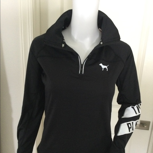 VICTORIA SECRET PINK Ultimate half zip pullover NWT small in black - Picture 3 of 11